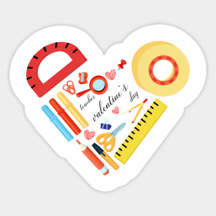 teacher valentines day funny heart shaped Sticker